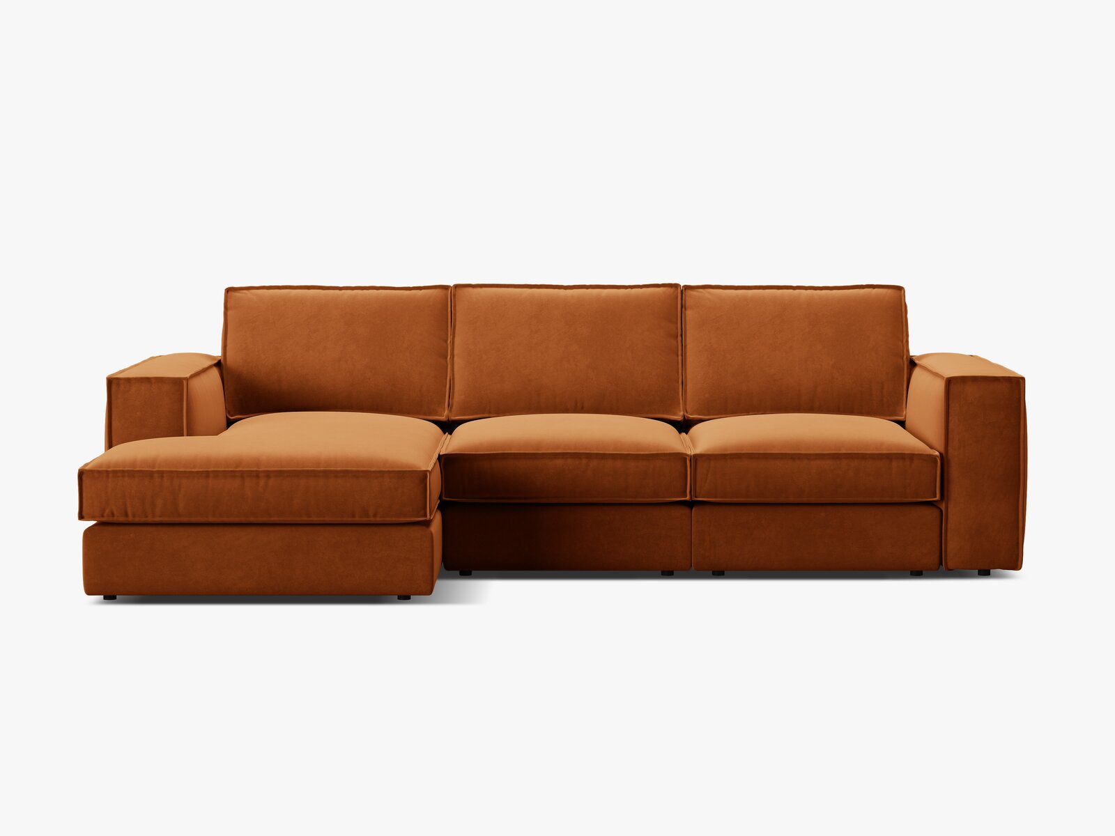 Micadoni modulares Ecksofa Pola 3-Sitzer Links Samt Salvador Terrakotta
