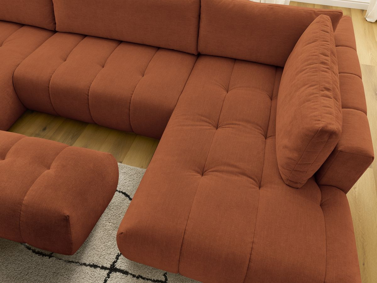 Bobochic Fuji Wohnlandschaft mit Pouf Stoff Orange Ecke links