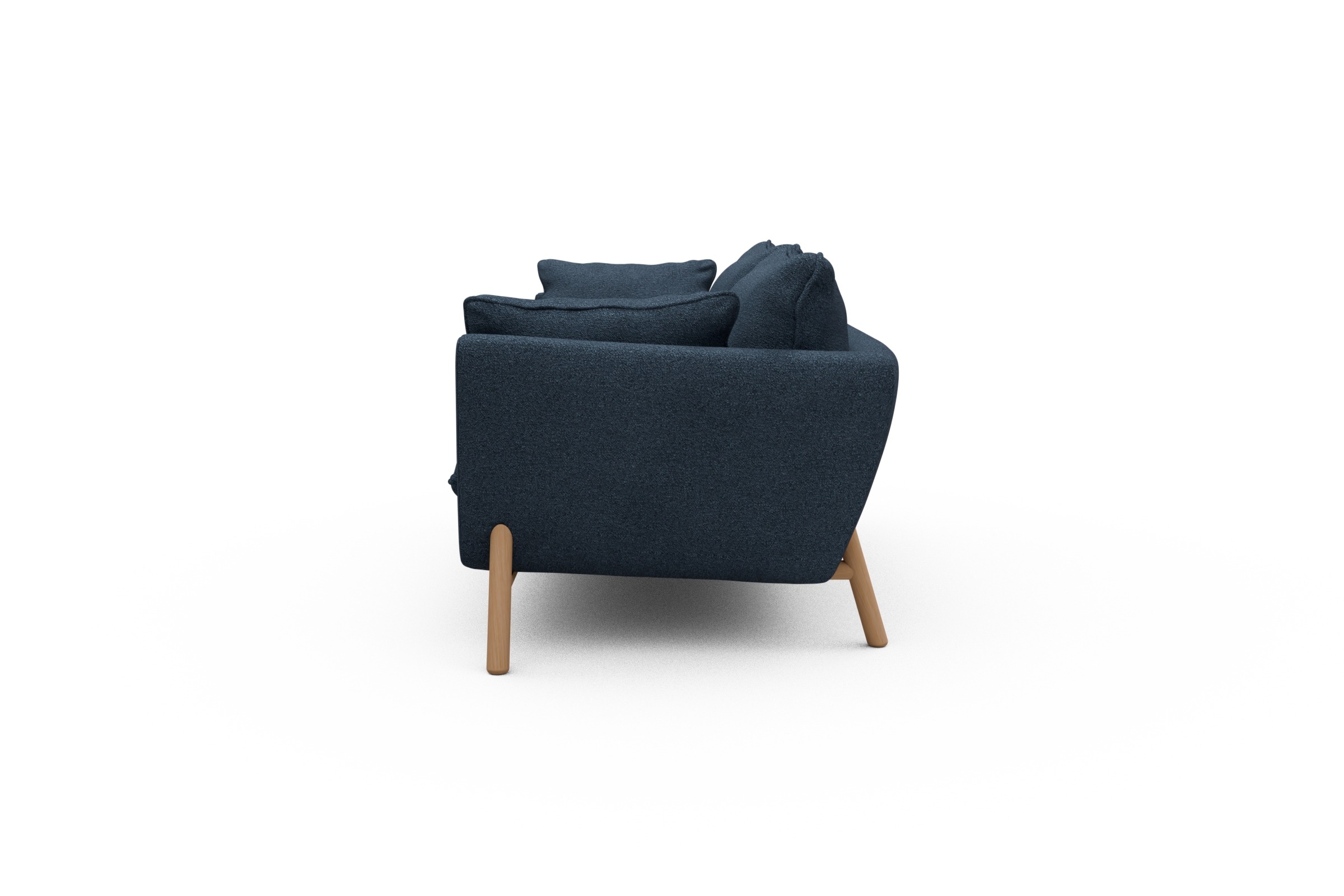 Sofa Emil PREMIUM 2-Sitzer Beinfarbe Eiche Natur Boucle-Blue