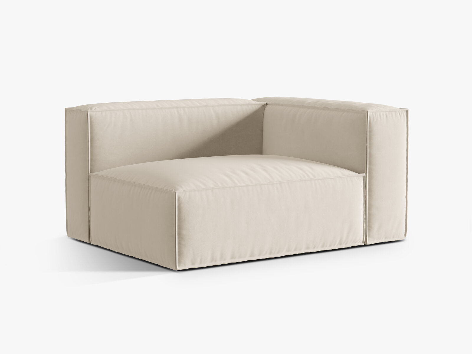 Micadoni Eckmodul Nuria 2-Sitzer Samt Paris Beige Rechts