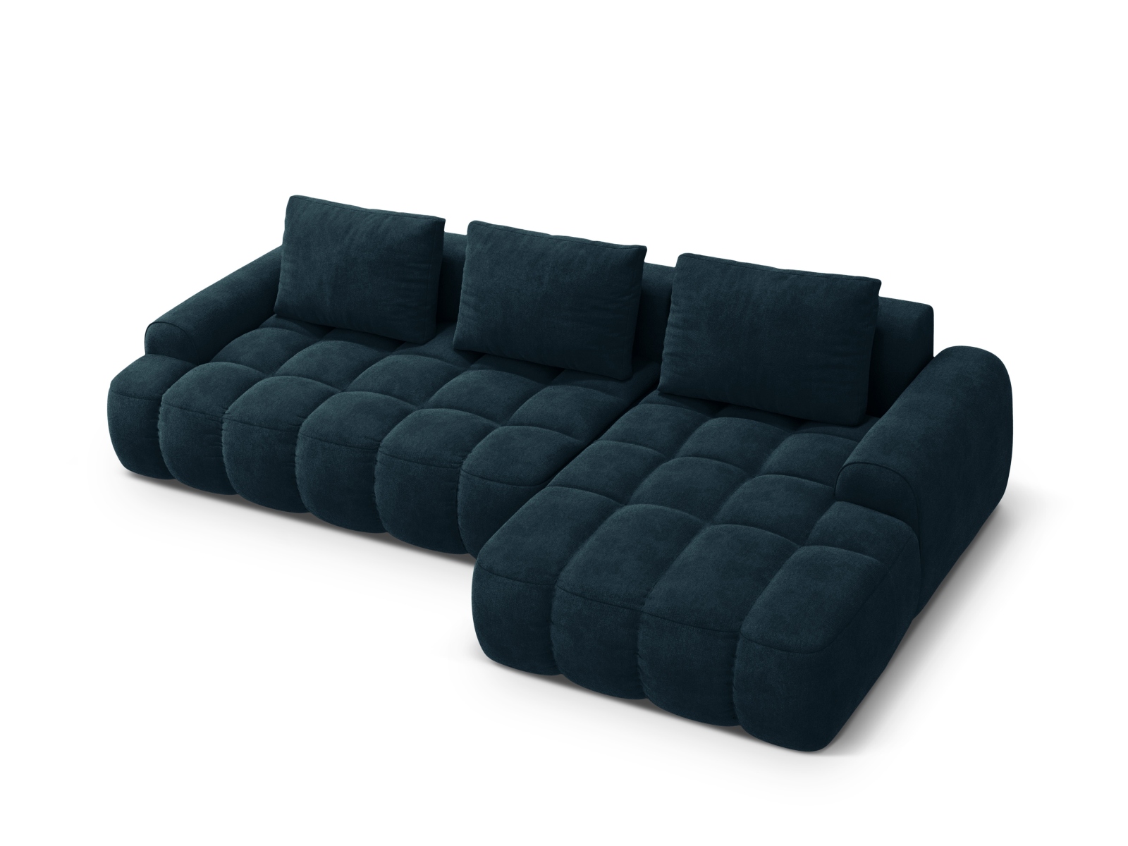 Cosmopolitan Design Ecksofa Linz 3-Sitzer mit Schlaffunktion Samt Vogue Tiefes Petrol Rechts