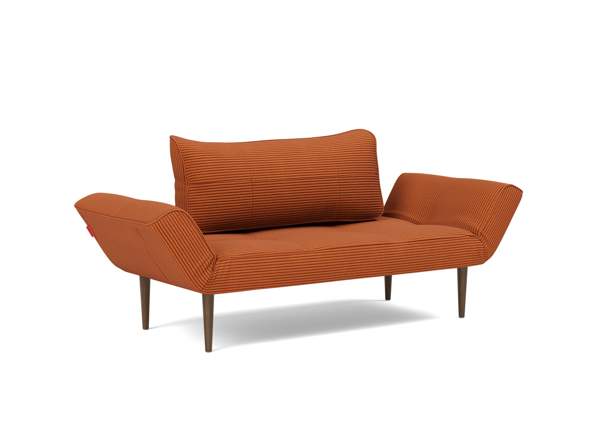 Tagesbett Zeal Kord Corduroy 595-Burnt-Orange Beine Styletto Eiche dunkel