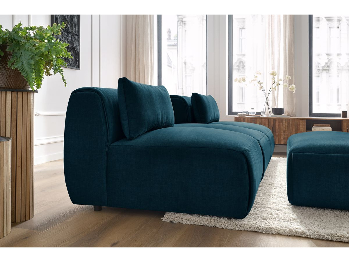 Bobochic Jeanne Sofa 4-Sitzer mit Pouf Samt Dunkelblau