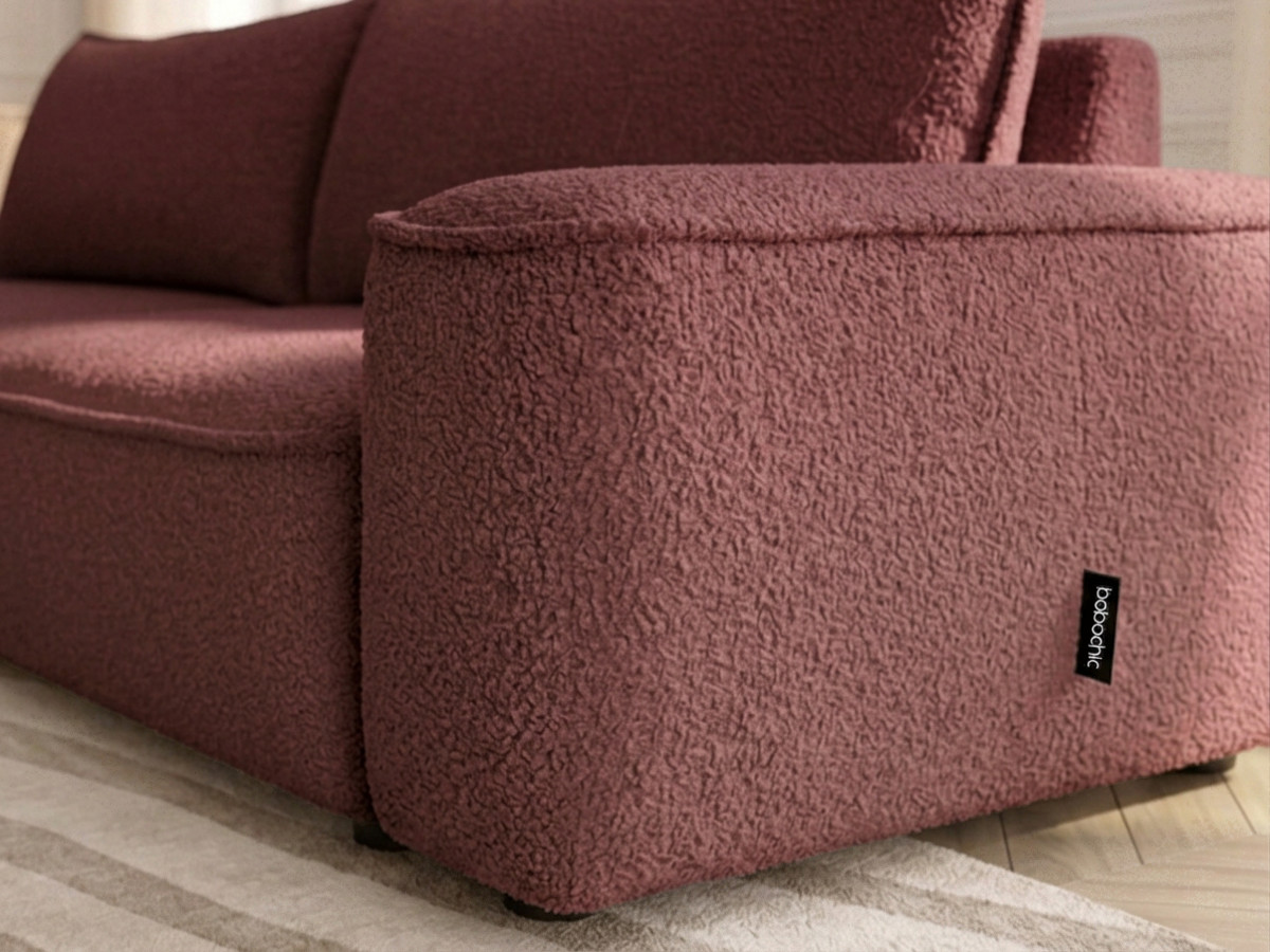 Bobochic Honore Schlafsofa 3-Sitzer mit Bettkasten Chenille Rot