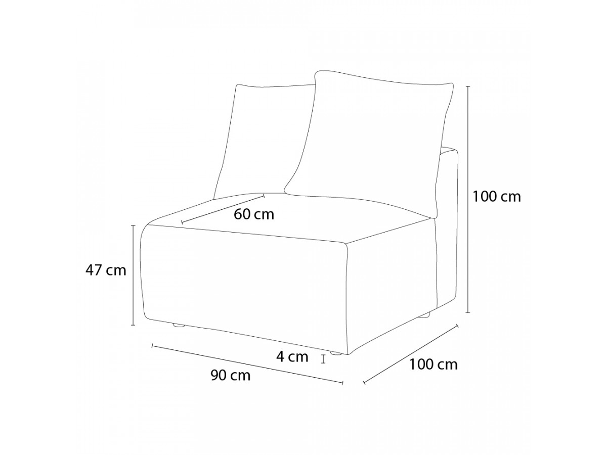 Bobochic Voltaire Sofamodul 1-Sitzer 90 × 100 cm Cordsamt Taupe