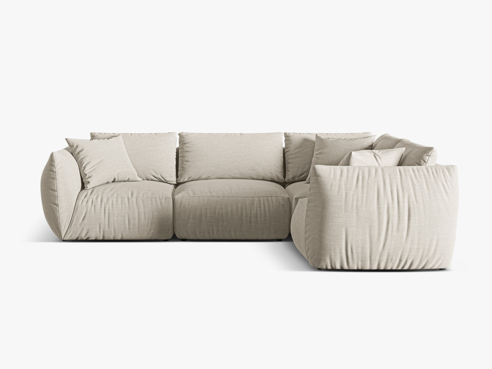 Micadoni Ecksofa Chris 4-Sitzer Rechts Strukturierter Stoff Natur