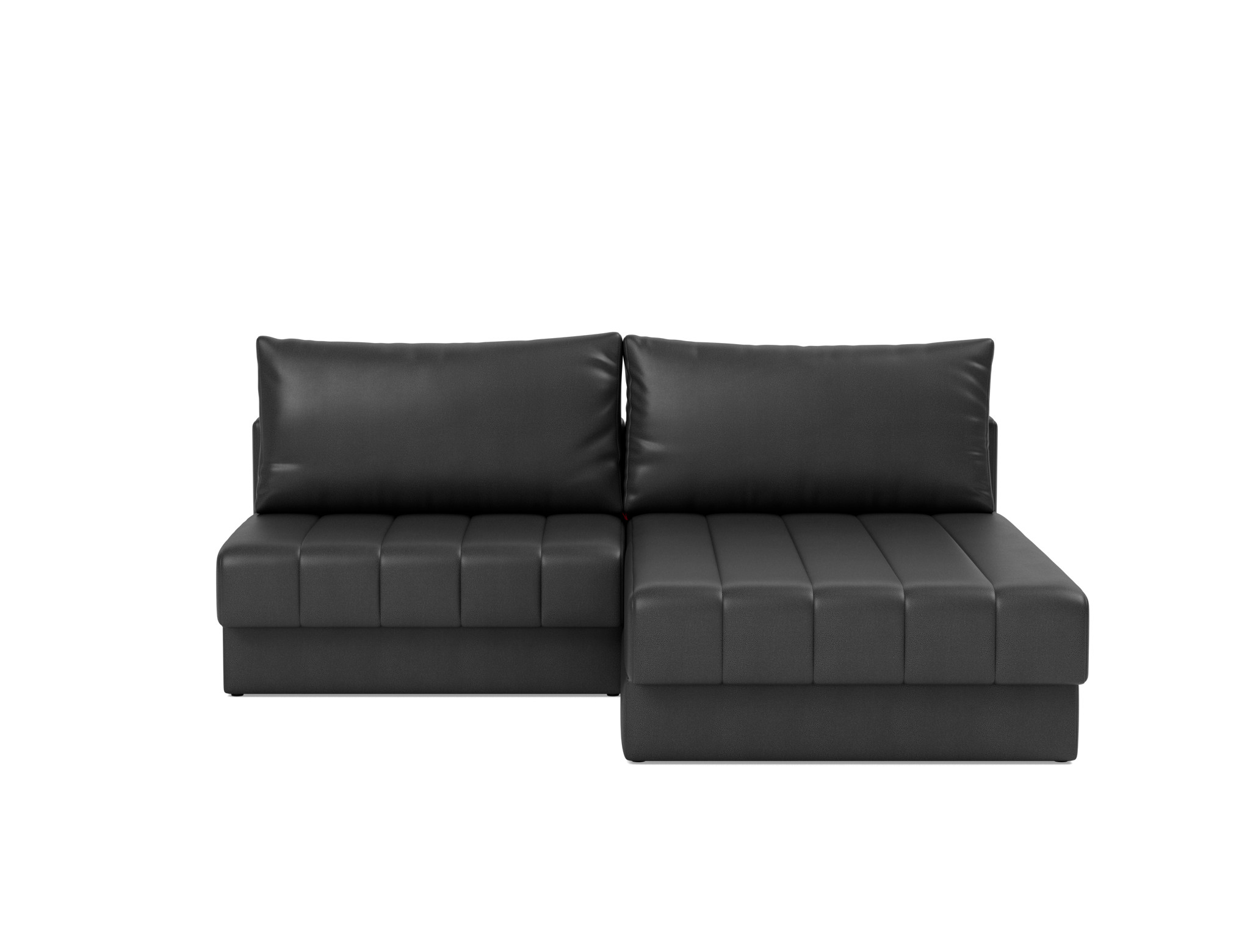 Schlafsofa Akello mit Chaiselongue Lederoptik Faunal 550-Black