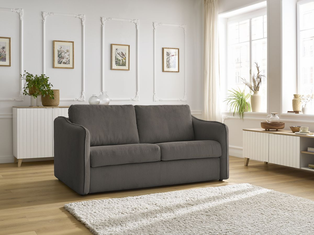 Bobochic Lenny Schlafsofa 3-Sitzer Cordsamt Taupe
