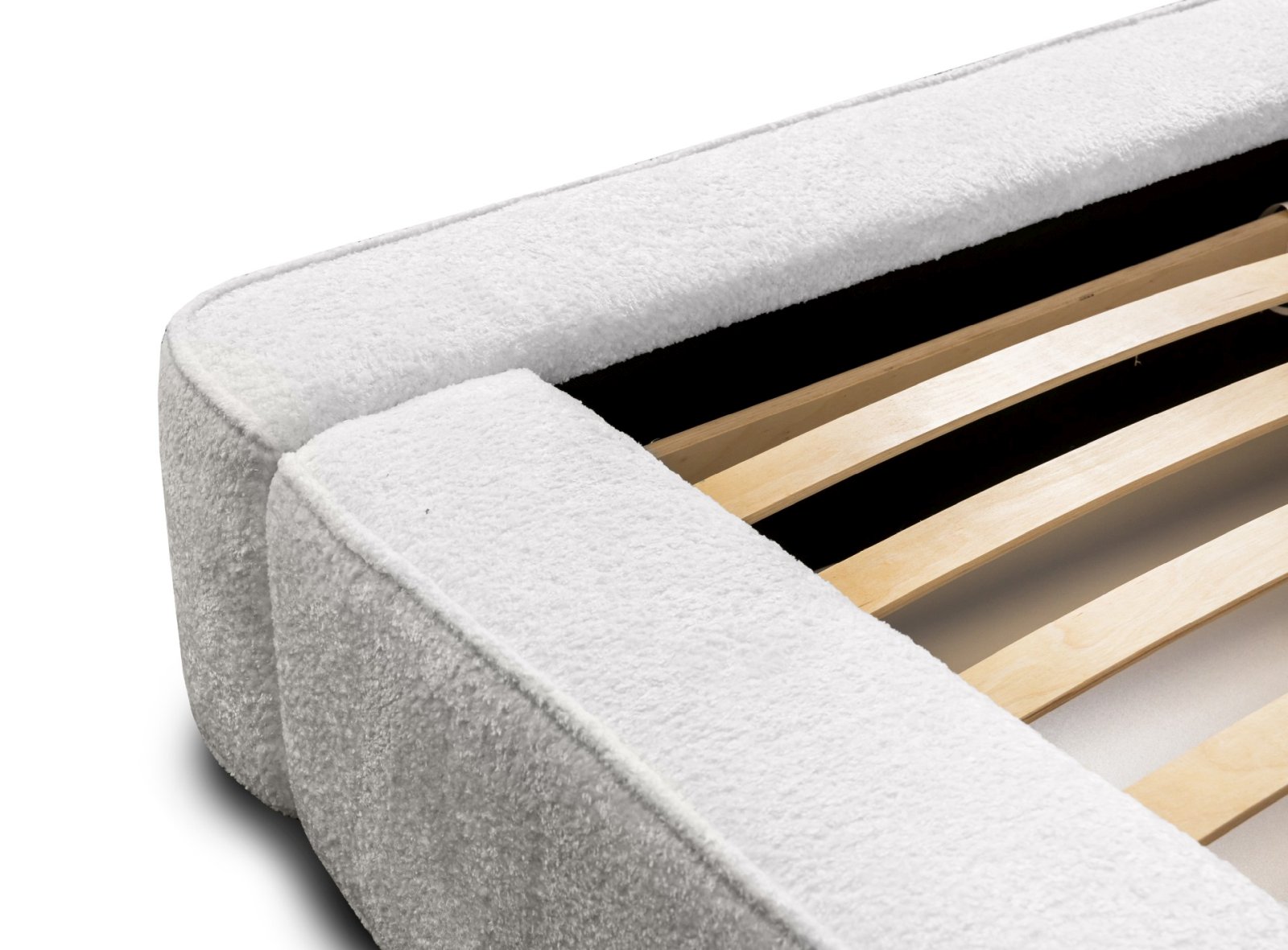 Polsterbett Delano Boucle 140x200 mit Holzrahmen Euphoria 01 Ivory