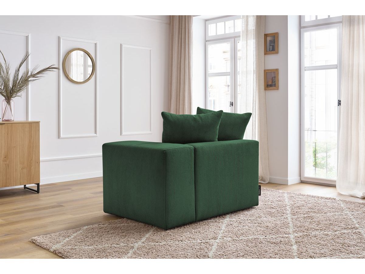 Bobochic Voltaire Sofamodul 1-Sitzer 130 × 100 cm Cordsamt Grün Ecke rechts