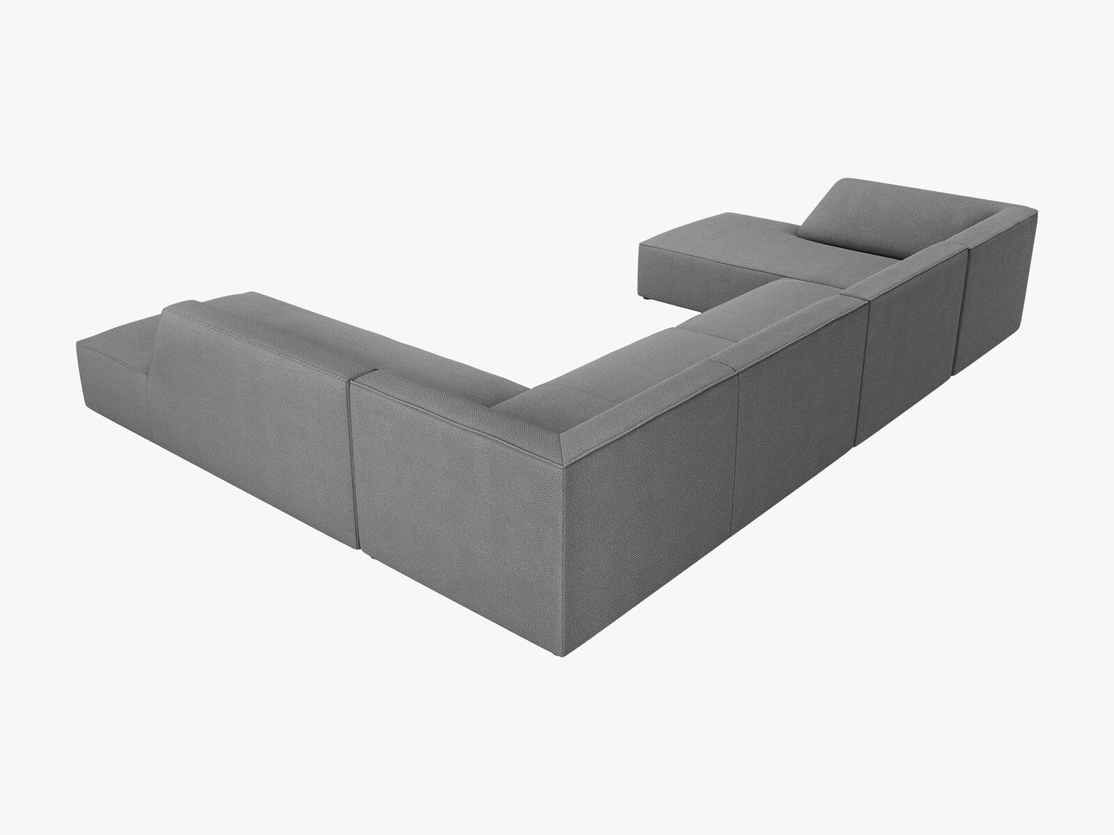 Micadoni Panorama-Ecksofa Ruby 7-Sitzer Rechts Strukturierter Stoff Ottawa Grau