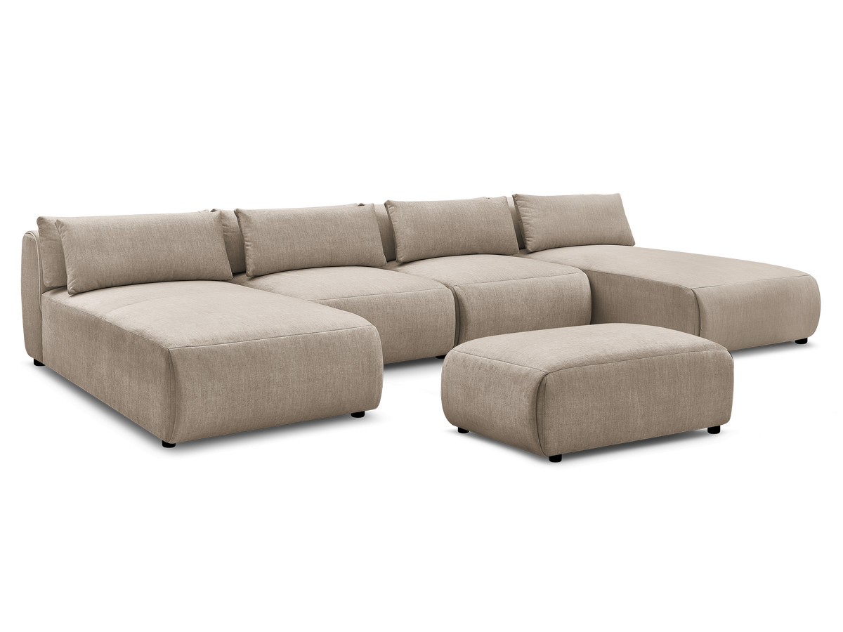 Bobochic Jana Wohnlandschaft mit kleinem Pouf Samt Taupe