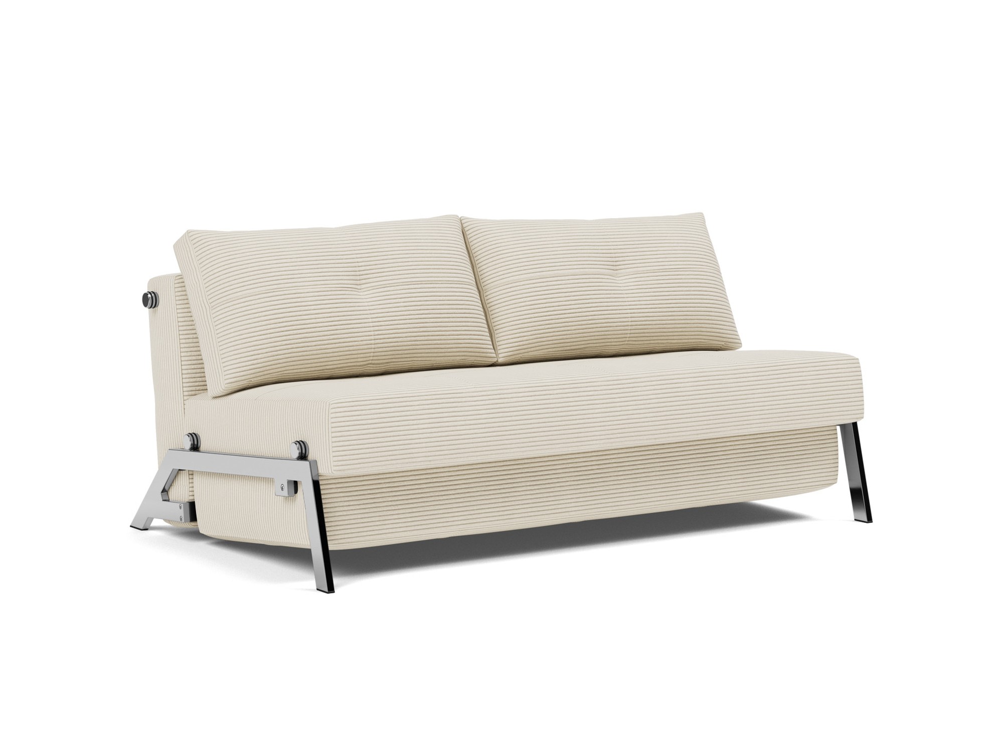 Schlafsofa Cubed 160 Kord Corduroy 594-Ivory Beine Chrom