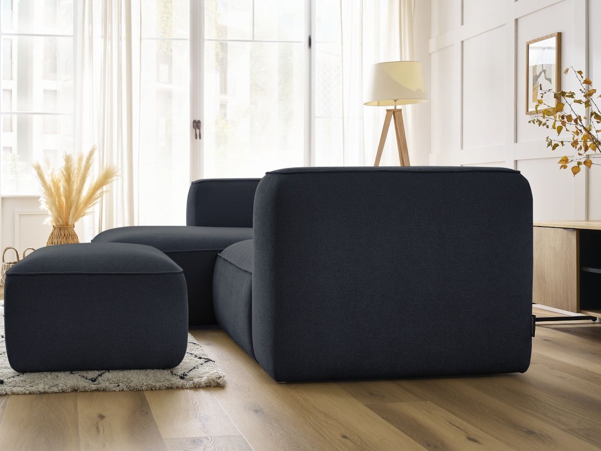 Bobochic Zephyr Ecksofa mit Pouf 260 × 165 cm Strukturstoff Dunkelblau Ecke links