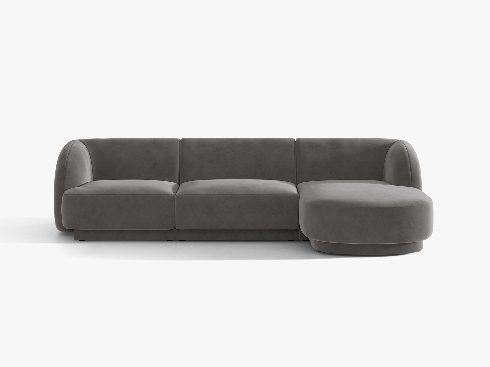 Micadoni Ecksofa Miley 4-Sitzer Samt Venus Grau Rechts
