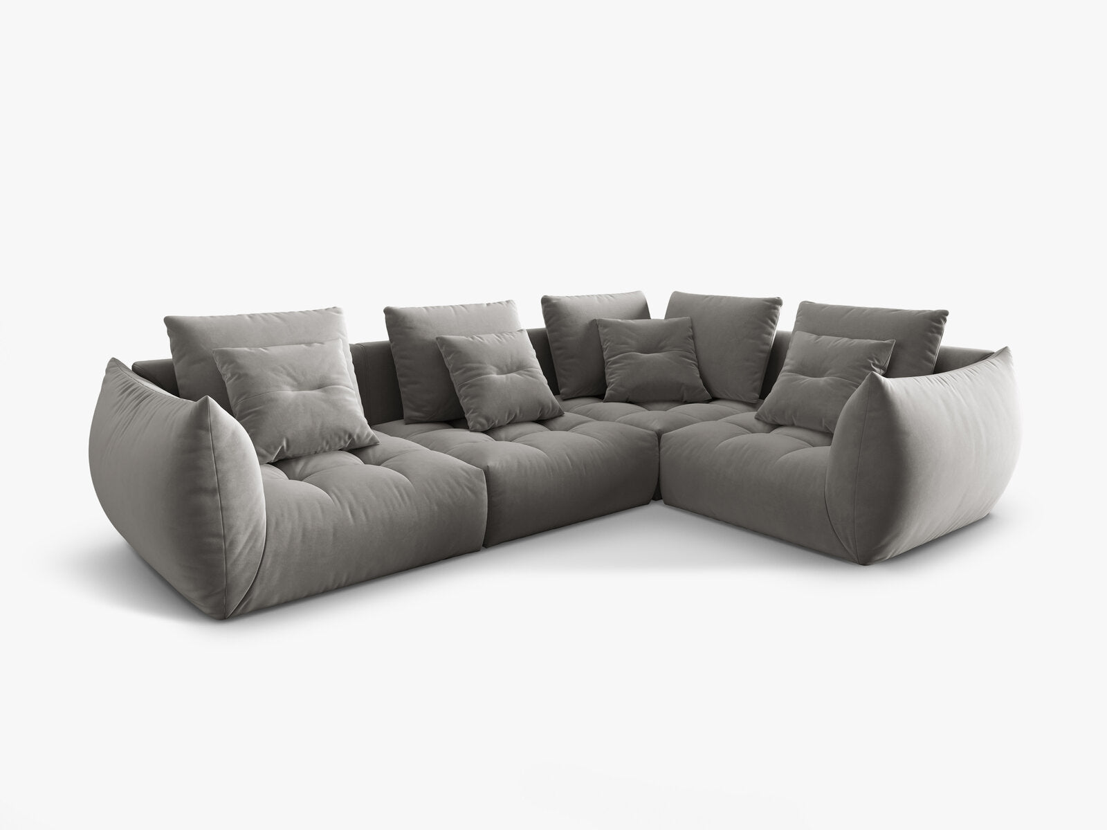 Micadoni Ecksofa Bloom 4-Sitzer Rechts Samt Grau