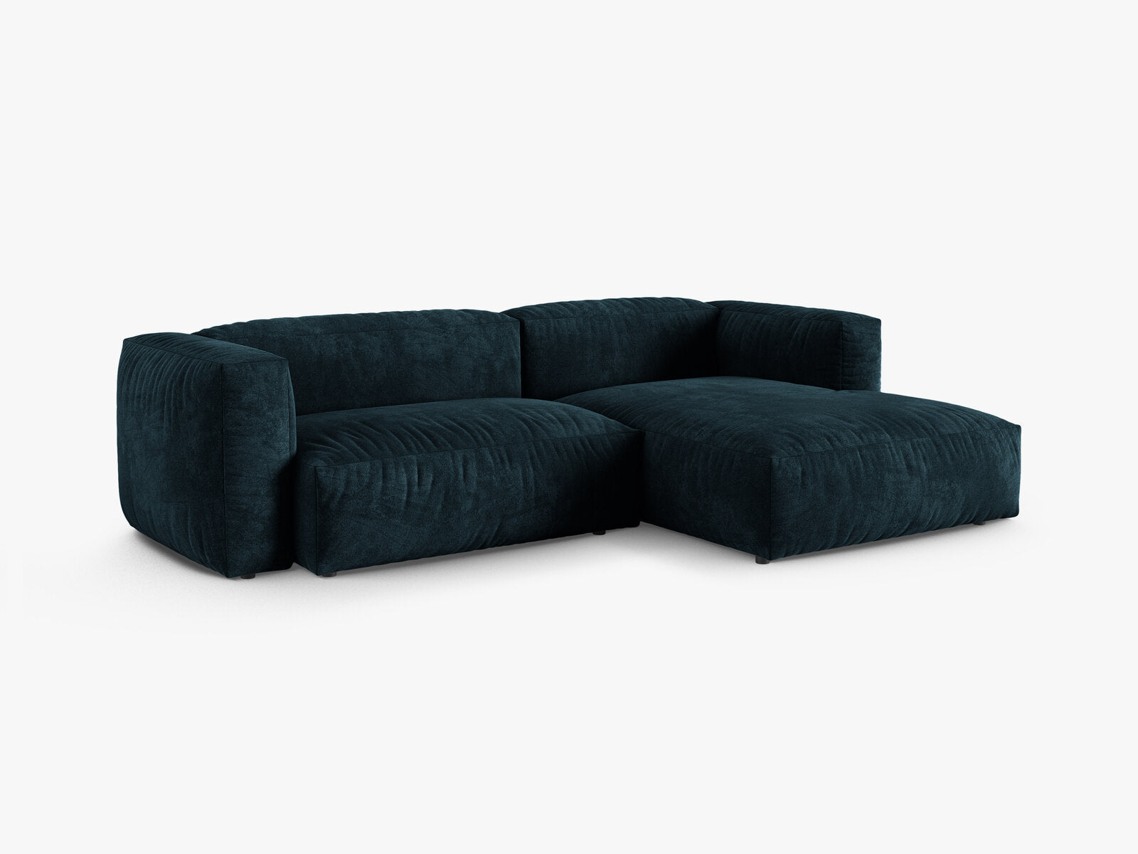 Micadoni Ecksofa Martina 2-Sitzer 90cm Sitztiefe Rechts Samt Vogue Dunkel Petrol