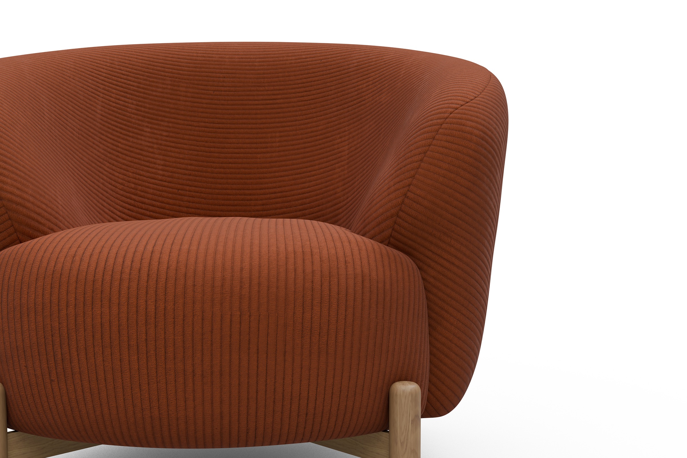 Sessel Ronda Holzbeine Eiche Natur Corduroy-Burnt-Orange