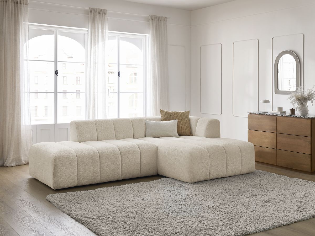 Bobochic Annecy Ecksofa Bouclé-Stoff Beige Ecke rechts