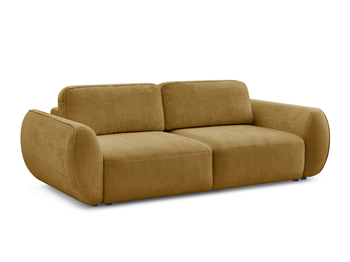 Bobochic Denise Schlafsofa 3-Sitzer mit Bettkasten Strukturstoff Gelb