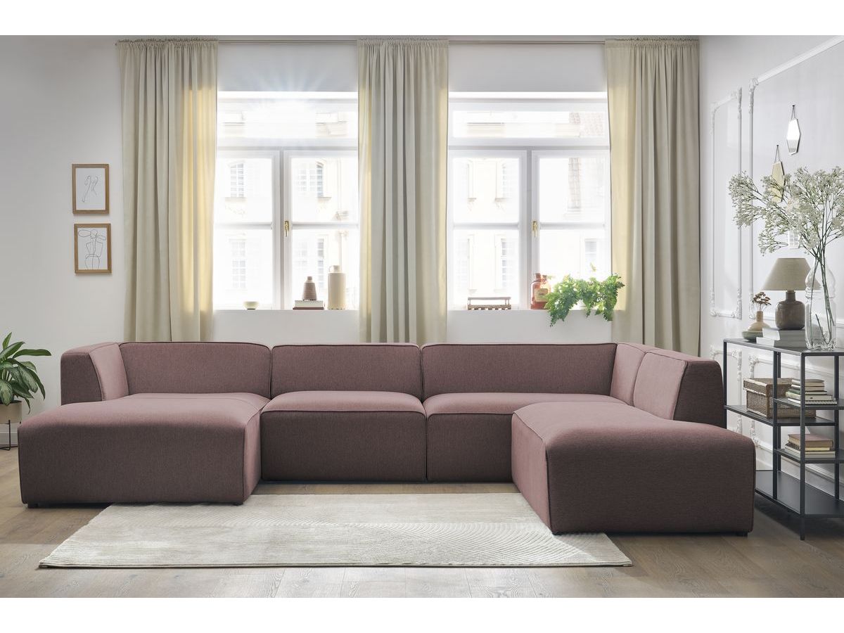 Bobochic Megeve Wohnlandschaft Melange-Stoff Rosa Ecke links