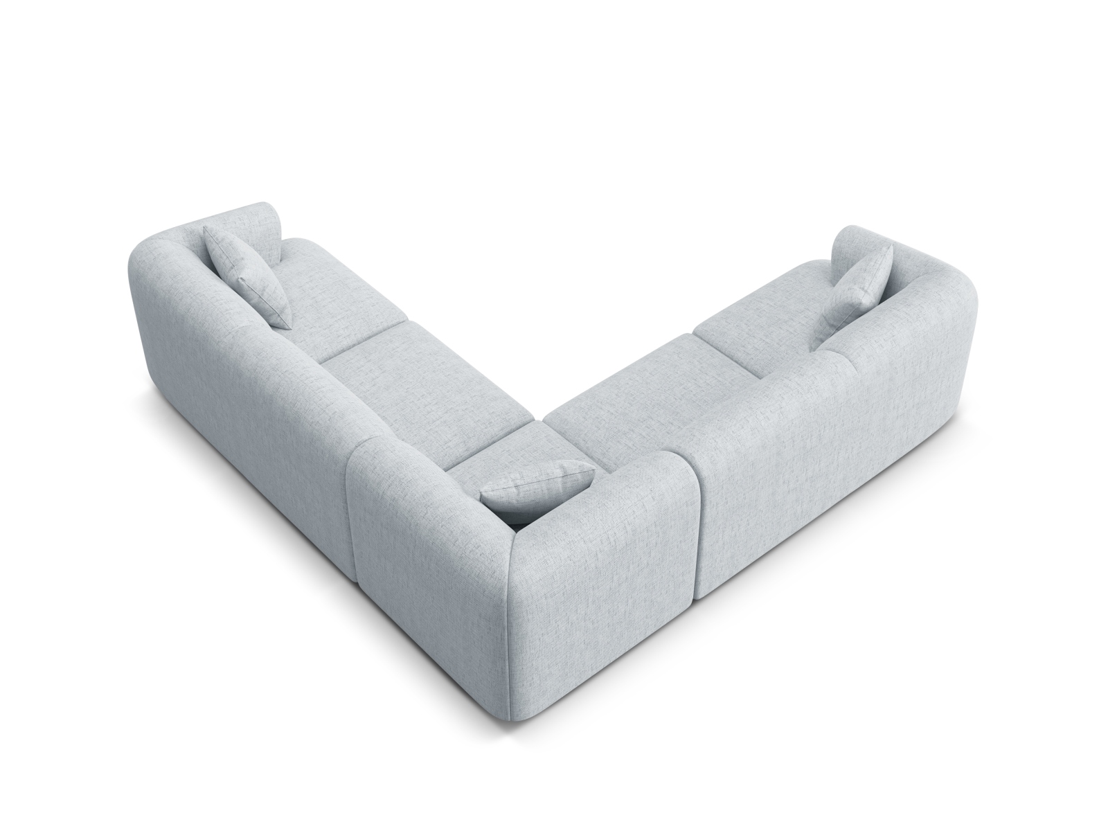 Cosmopolitan Design Symmetrisches Ecksofa Campi 6-Sitzer Strukturierter Stoff Moly Hellgrau