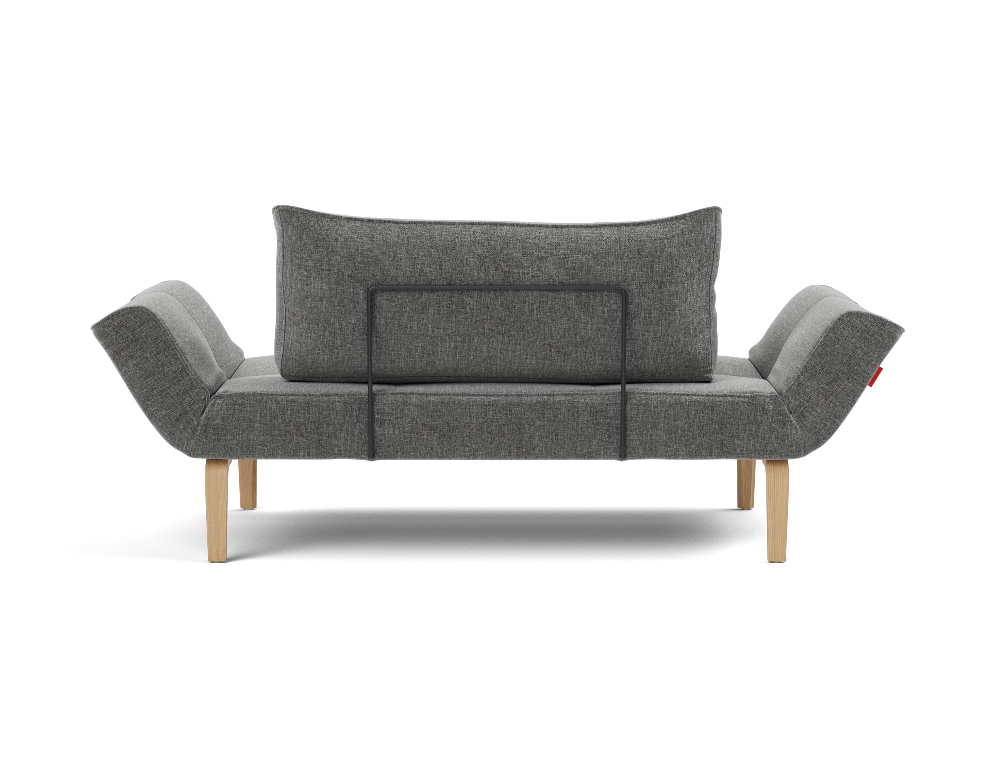 Tagesbett Zeal Strukturierter Stoff Twist 563-Charcoal Beine Bow Eiche
