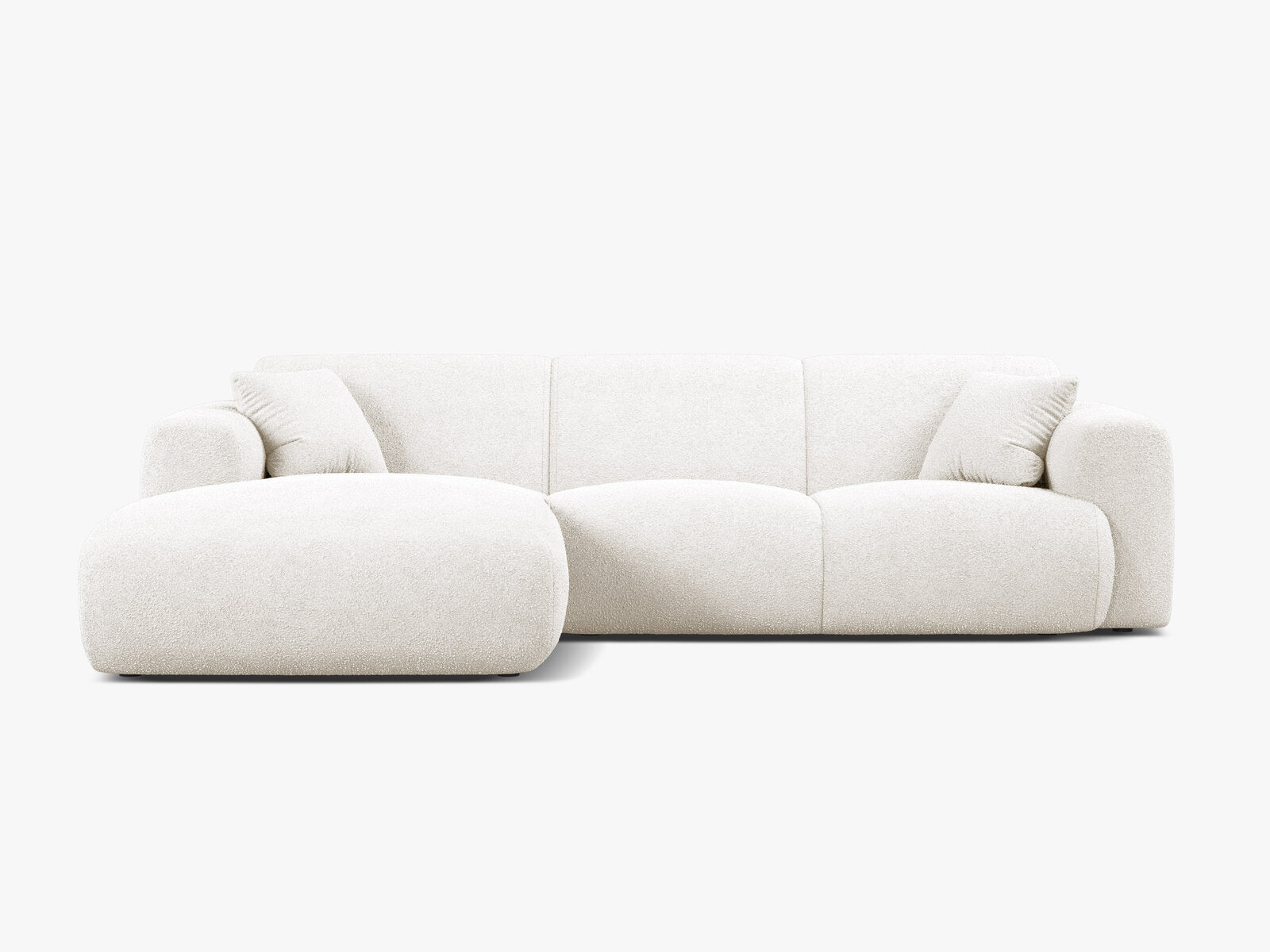 Micadoni Ecksofa Molino 4-Sitzer Links Boucle Baloo Weiß