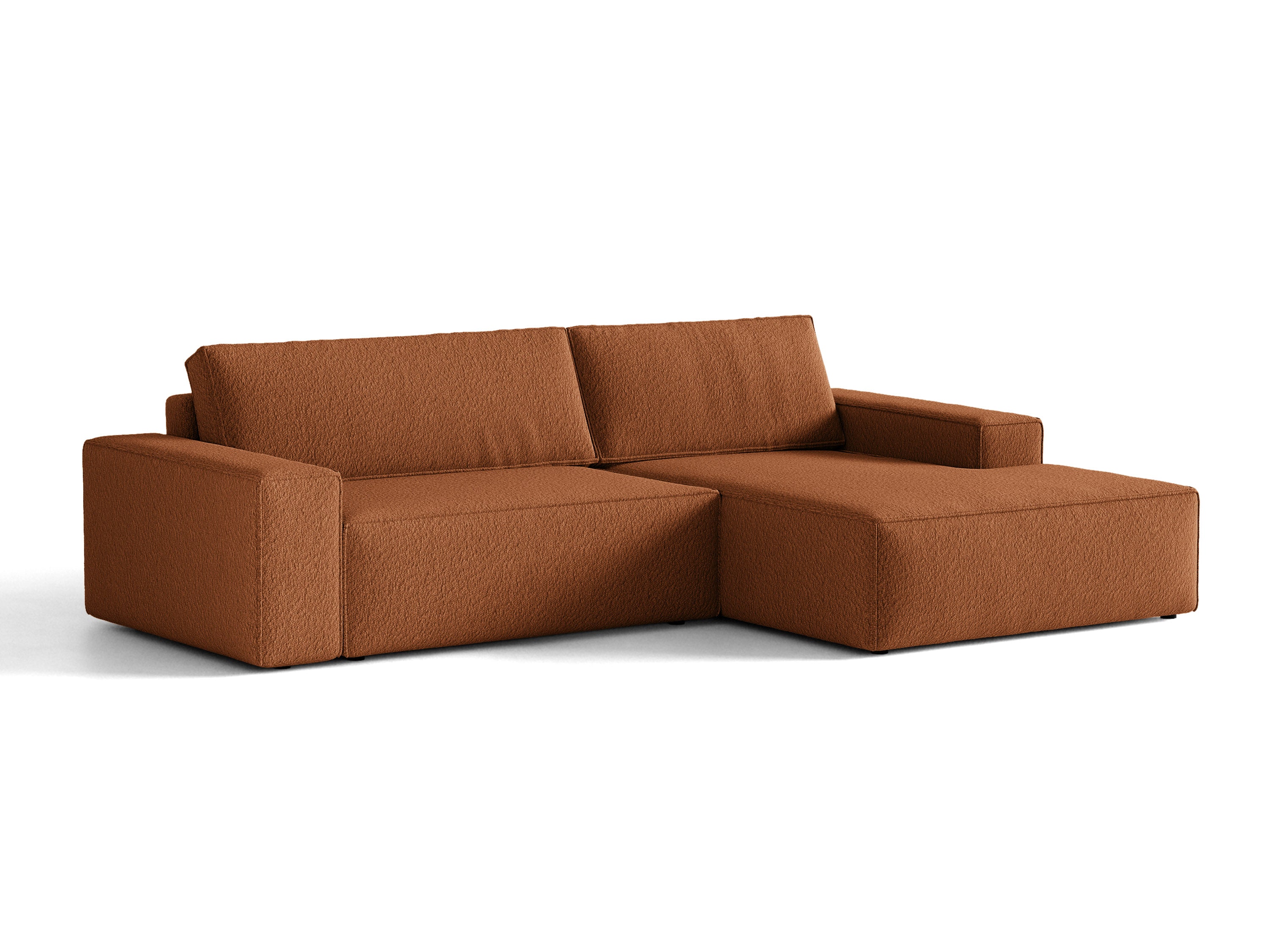 Micadoni Schlaf-Ecksofa Jodie 3-Sitzer Boucle Baloo Terrakotta Rechts