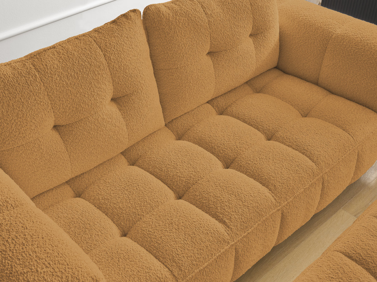 Bobochic Anis Sofa 2-Sitzer mit Pouf Bouclé-Stoff Gelb