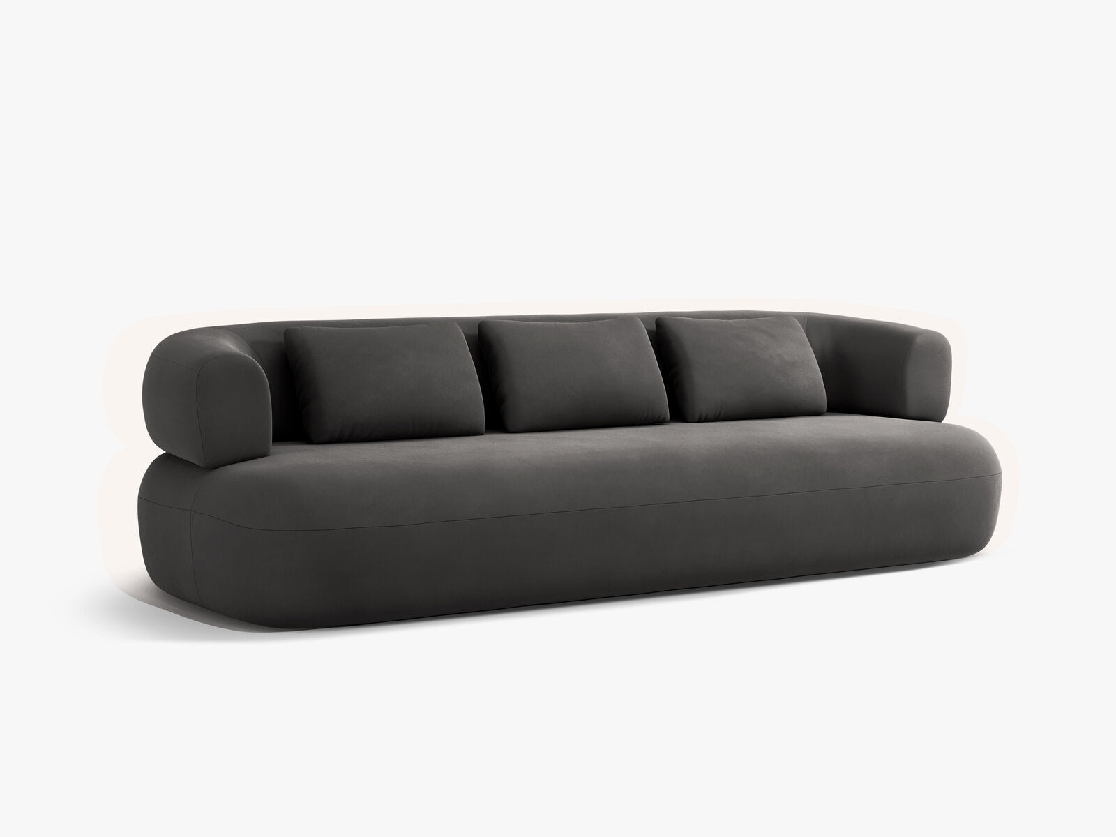 Micadoni Sofa Jenny 3-Sitzer Samt Salvador Dunkelgrau