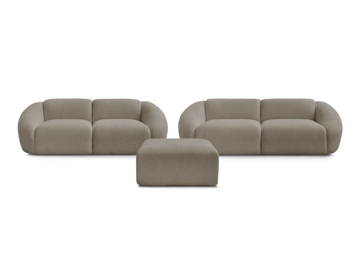 Bobochic Tina Sofa 6-Sitzer mit Pouf Bouclé-Stoff Taupe