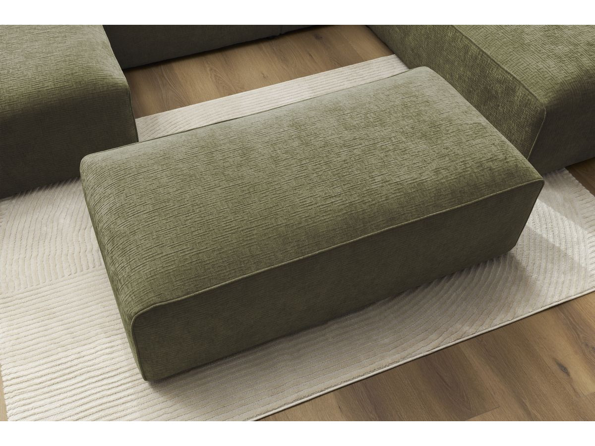 Bobochic Megeve Wohnlandschaft mit Pouf Strukturstoff Grün Ecke links