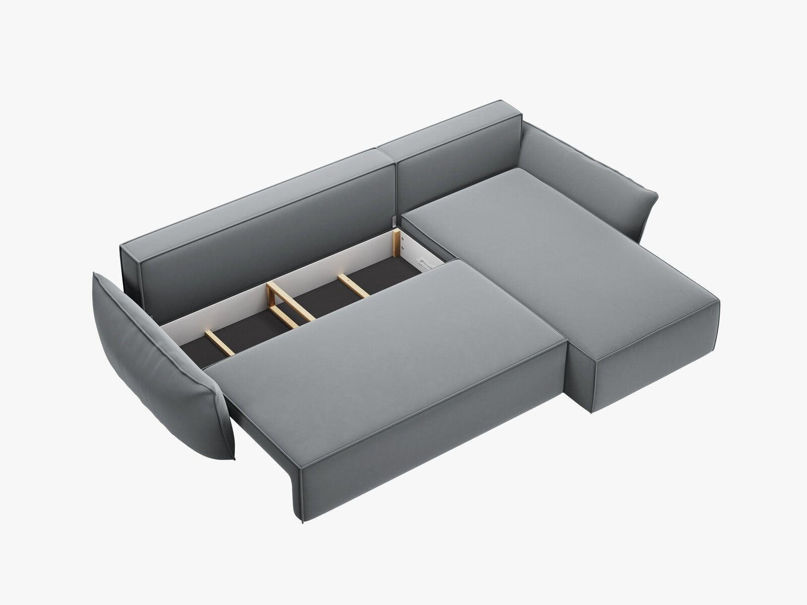 Micadoni Kaelle Ecksofa 4-Sitzer mit Schlaffunktion Rechts Samt Bluvel Grau