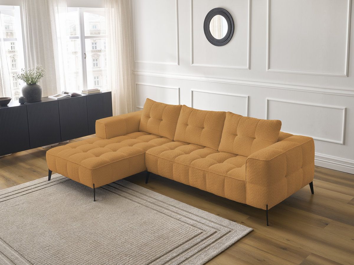 Bobochic Anis Ecksofa Bouclé-Stoff Gelb Ecke links