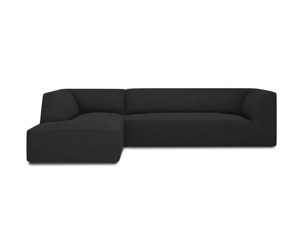 Cosmopolitan Design Ecksofa Siena 4-Sitzer Strukturierter Stoff Ottawa Schwarz Links