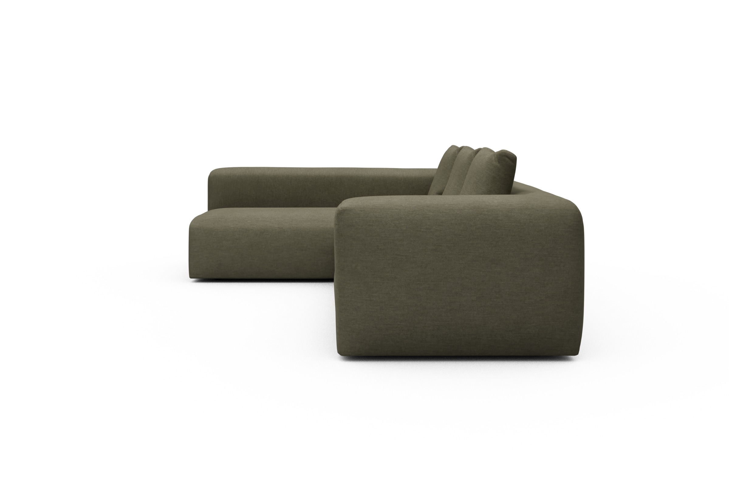 Ecksofa Fred 2x 2,5-Sitzer links offen Vivus-Dusty-Olive