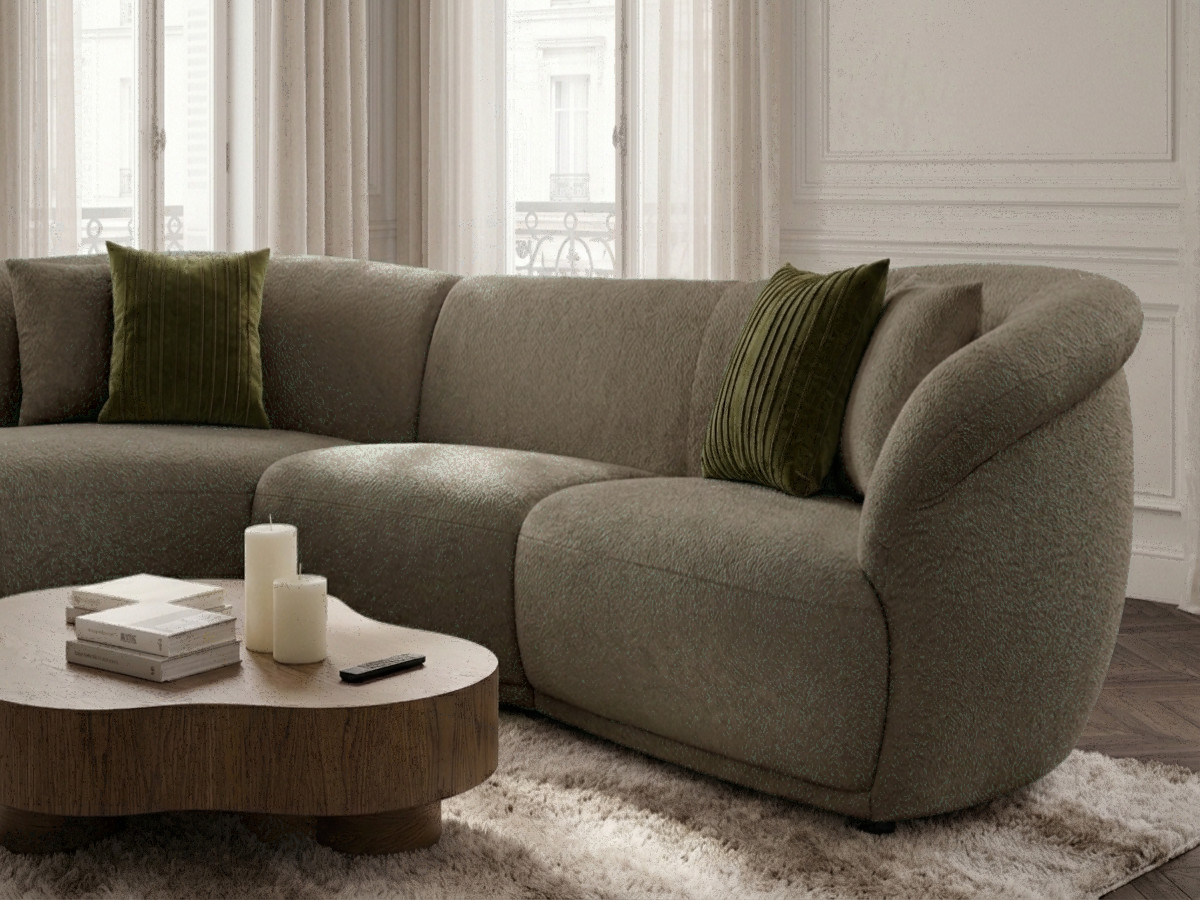 Bobochic Nora Ecksofa Chenille Dunkelbraun Ecke links