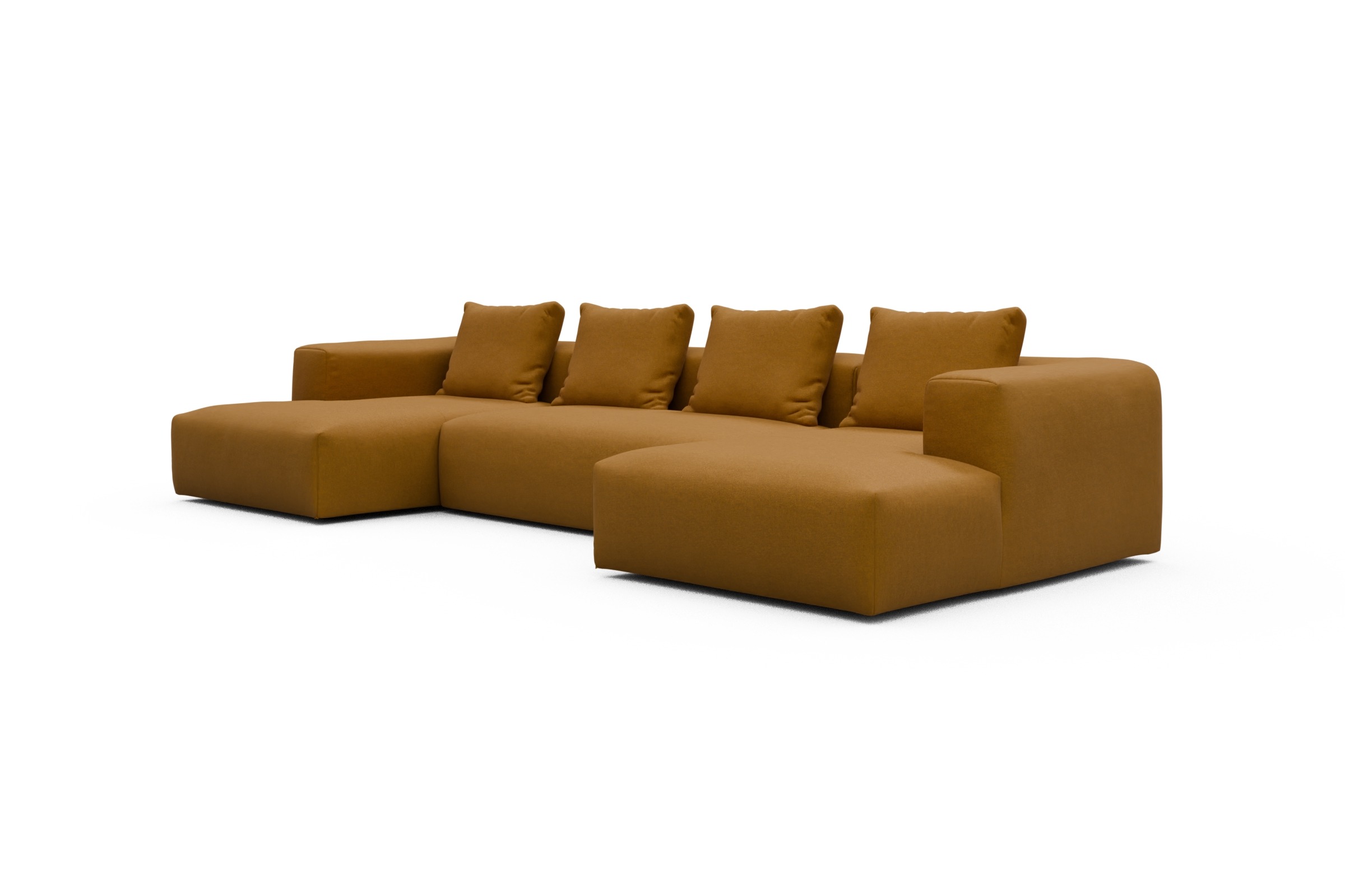 Wohnlandschaft Fred mit 2-Sitzer und Chaiselongue beidseitig Satya-Ocre