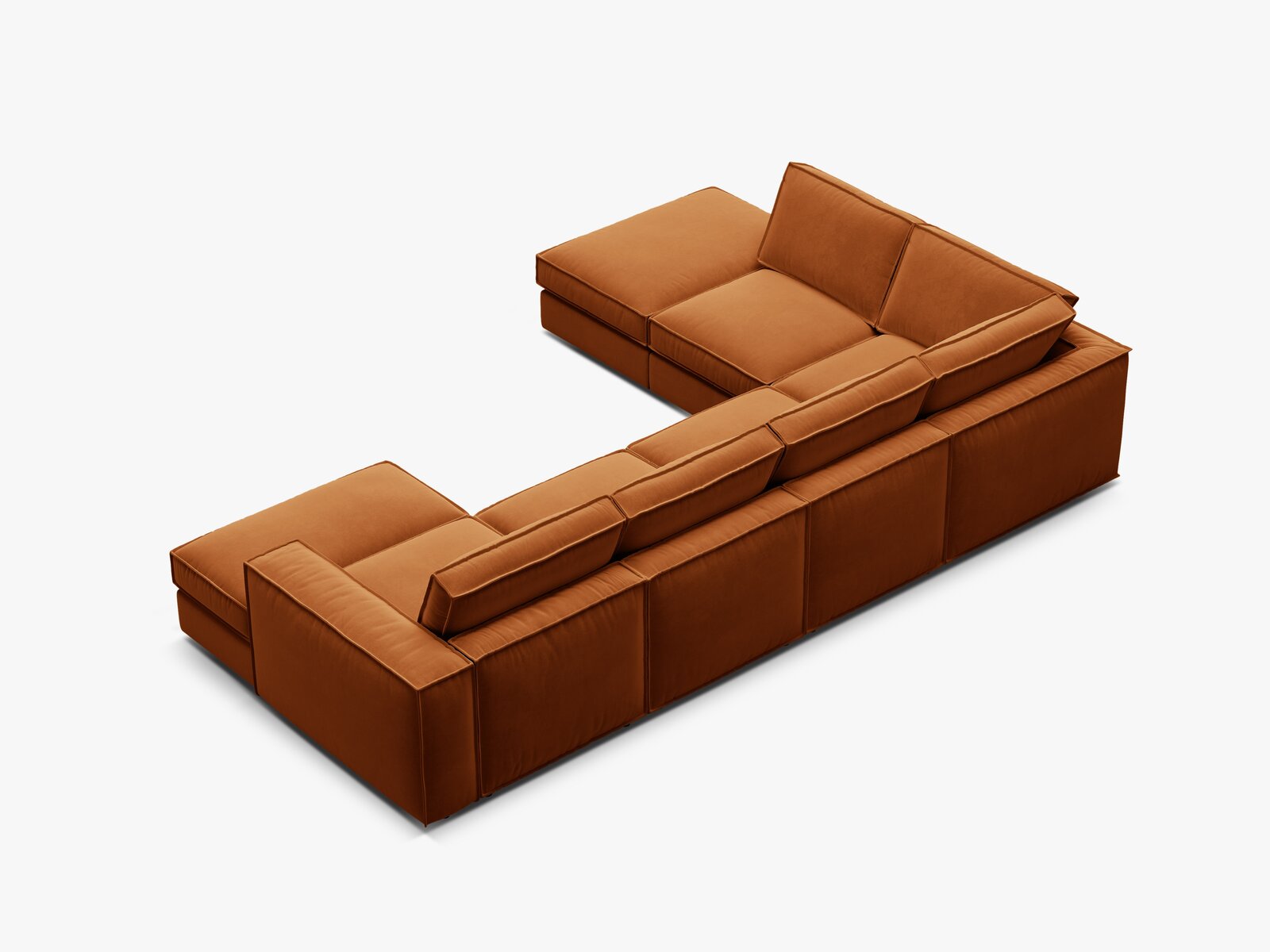 Micadoni modulares Panorama Ecksofa Pola 5-Sitzer Links Samt Salvador Terrakotta