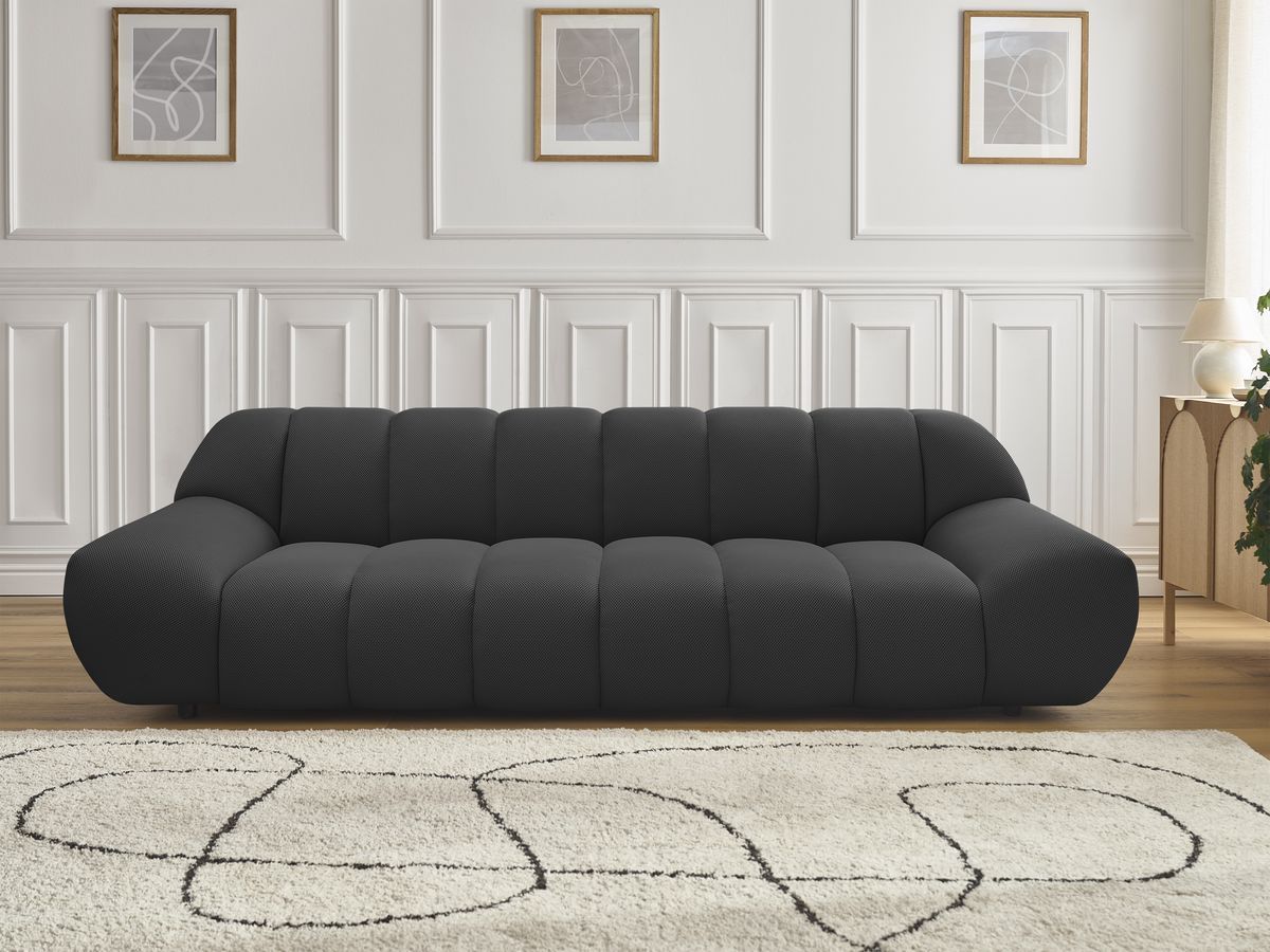 Bobochic Hayden Sofa 3-Sitzer Mesh-Stoff Schwarz