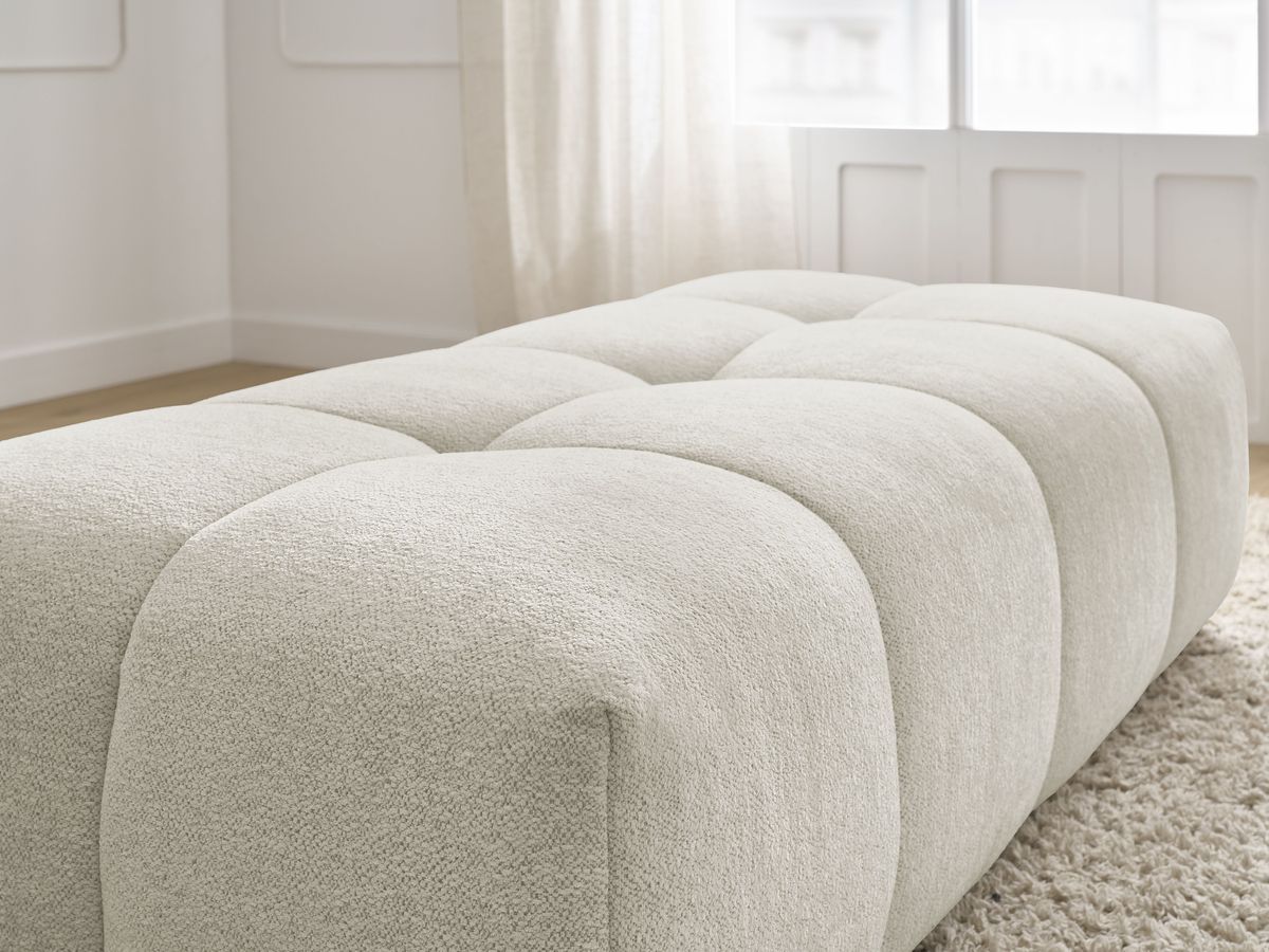 Bobochic Everest Pouf 140 × 70 cm Melange-Stoff Weiß