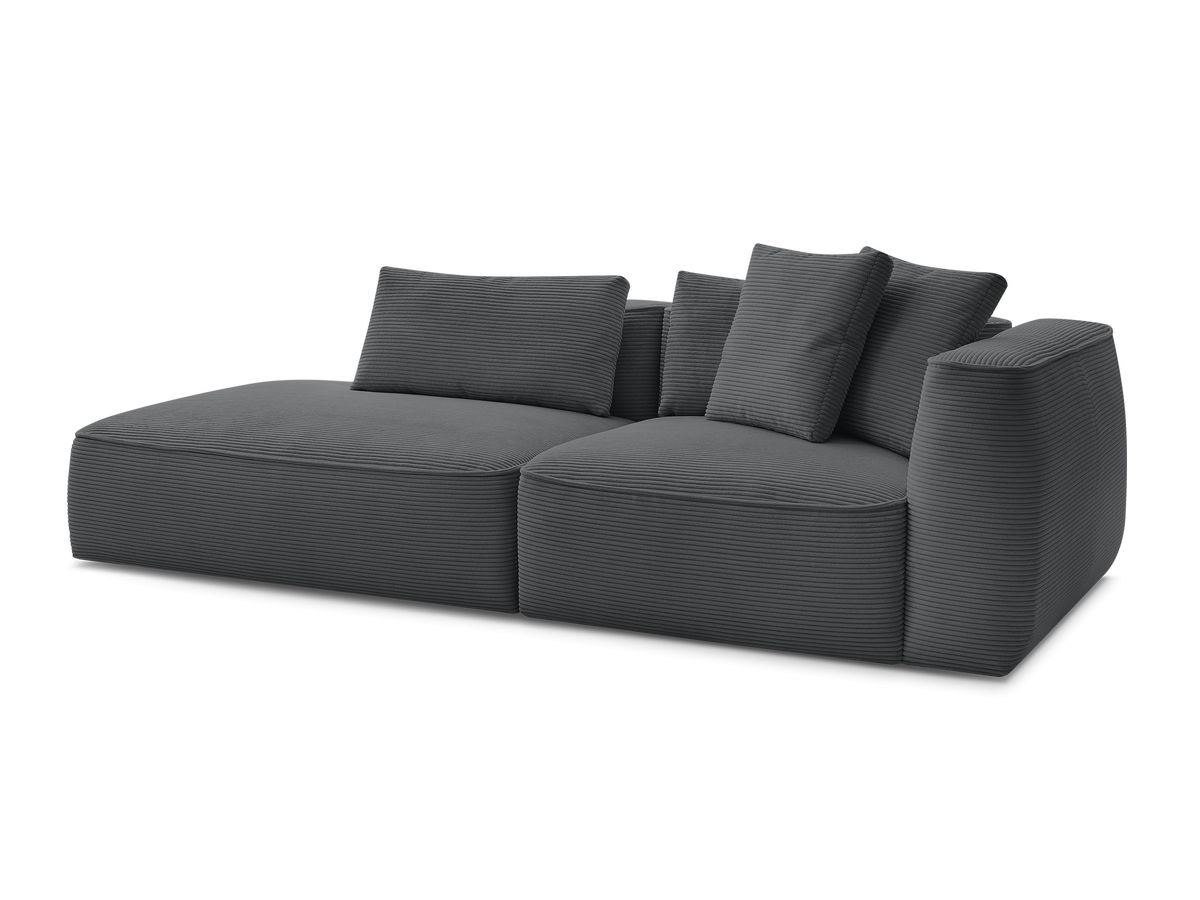 Bobochic Leopold Sofa 3-Sitzer Cordsamt Dunkelgrau Armlehne rechts