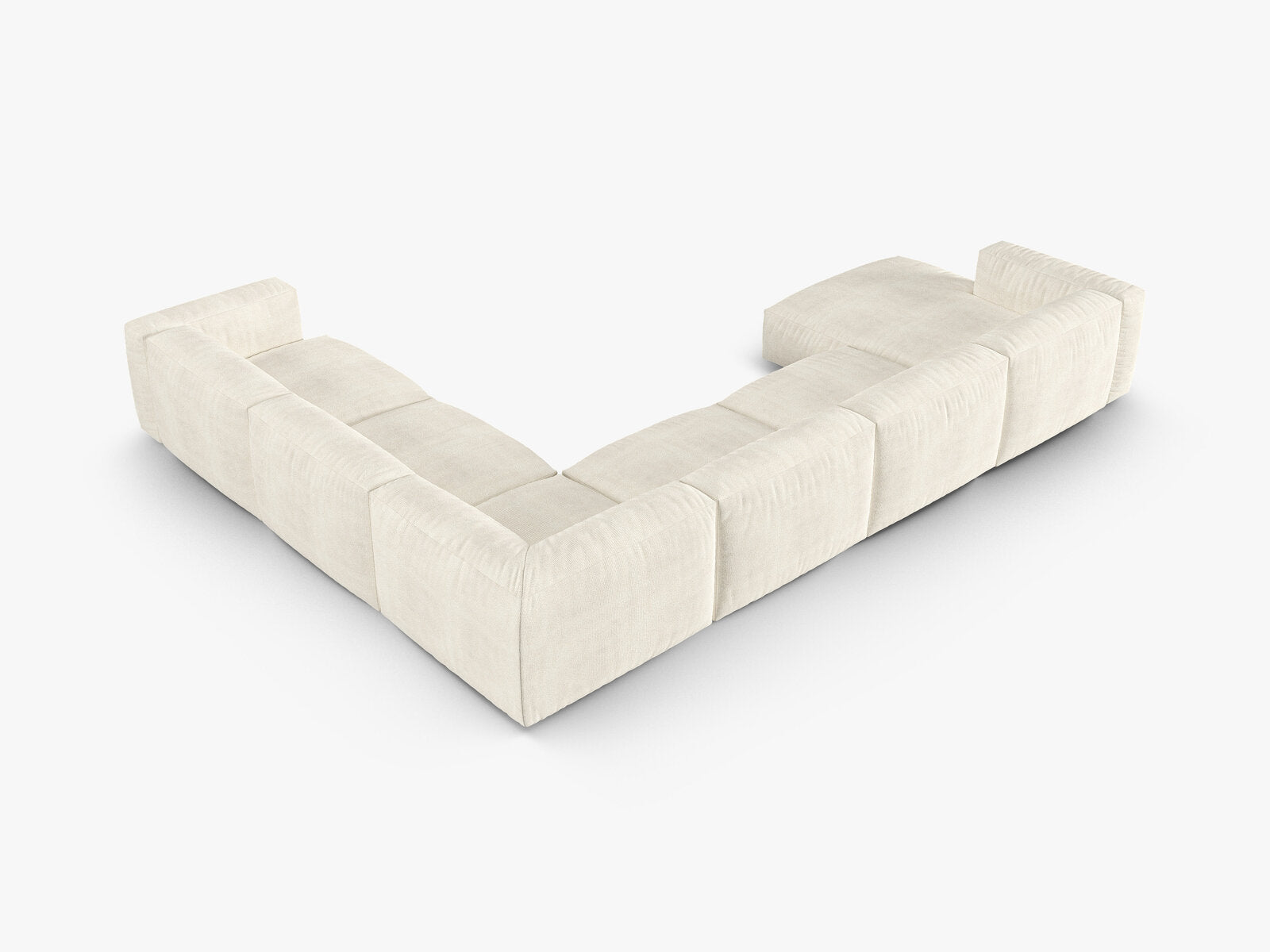 Micadoni modulares Ecksofa XL Martina 6-Sitzer 90cm Sitztiefe Rechts Boucle Monet Elfenbein