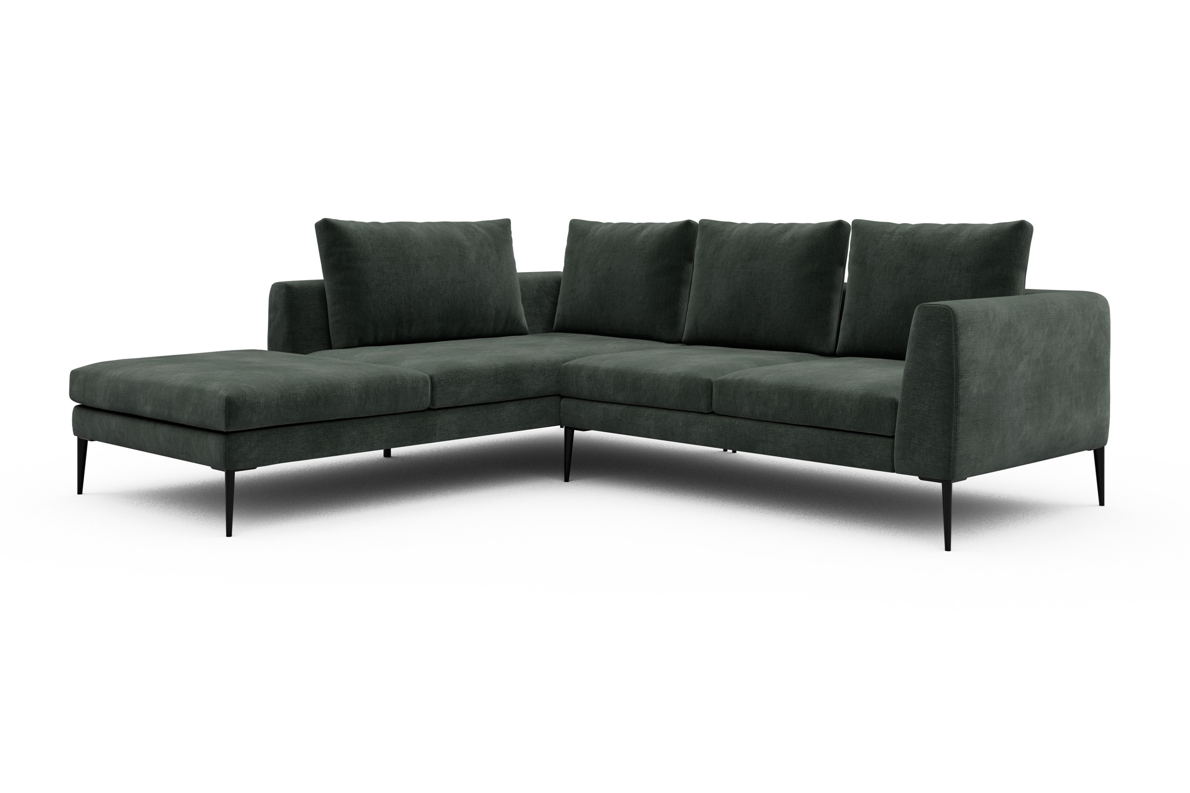 Ecksofa Paul Relax-Ecke links mit 2-Sitzer Smooth-Laurel-Green