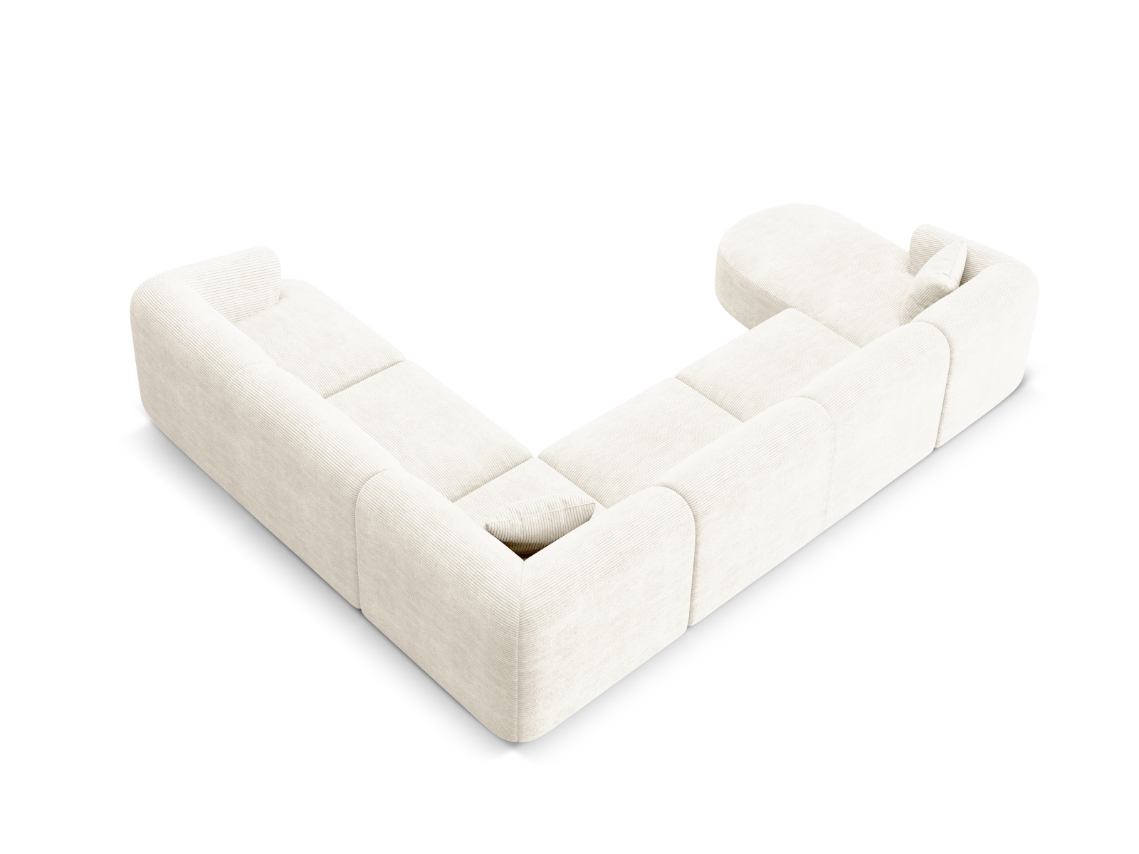 Cosmopolitan Design Panoramasofa Campi 7-Sitzer Kord Lincoln D Helles Beige Rechts