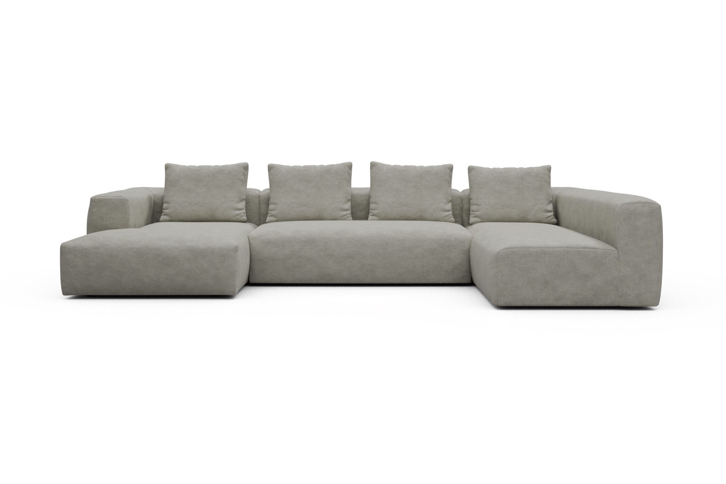 Skandi Home Wohnlandschaft Fred Chaiselongue links mit 2-Sitzer und lange Armlehne rechts Carreno-Moon-Stone-White moebelfaktor