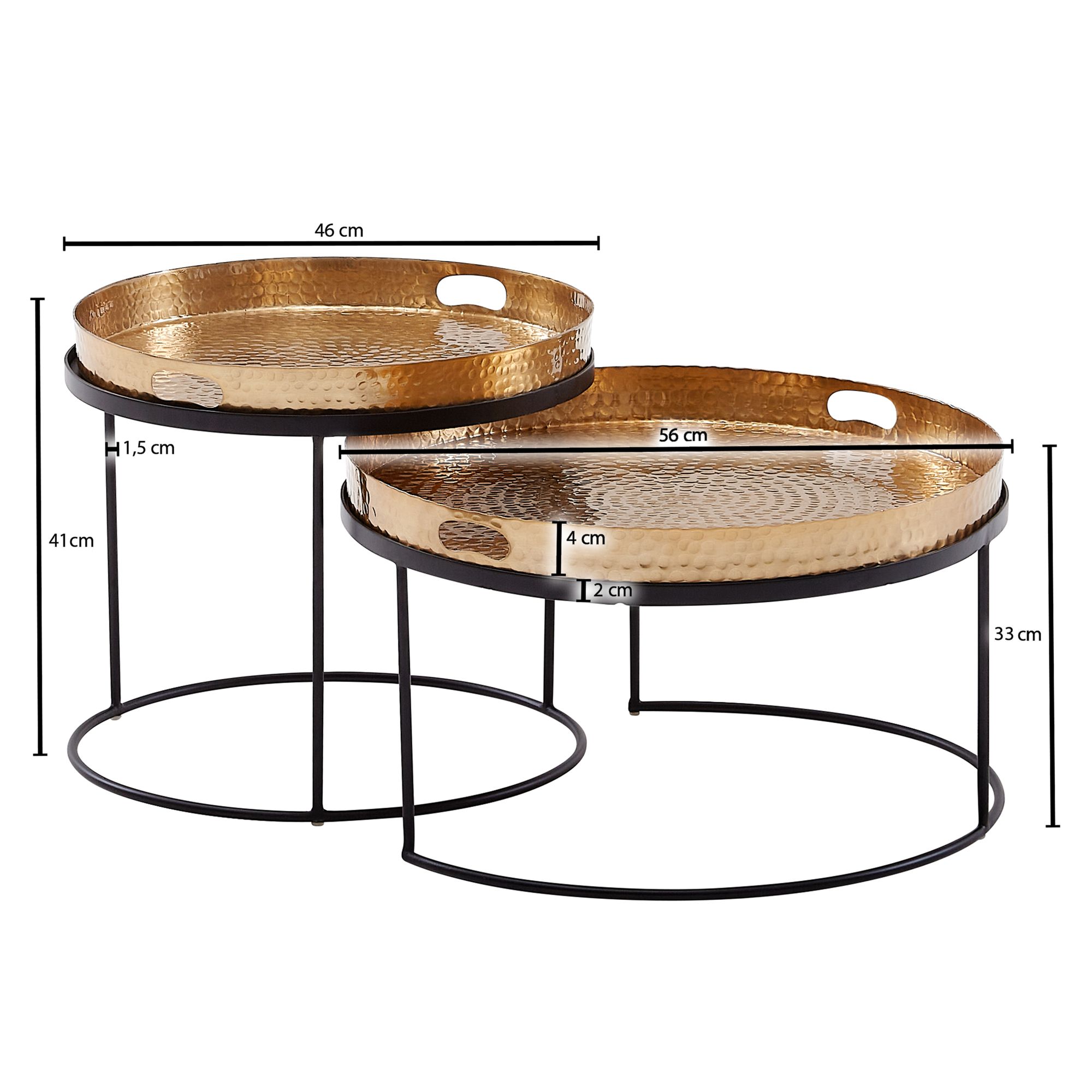 Satztisch 2er-Set Glaumbaer Aluminium Gold Ø 56 cm