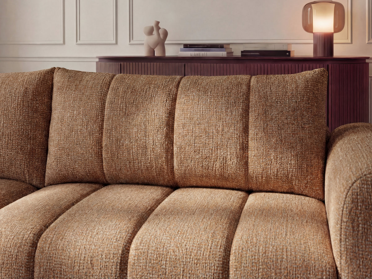 Bobochic Nesty Ecksofa 272 cm Melange-Stoff Orange Ecke links