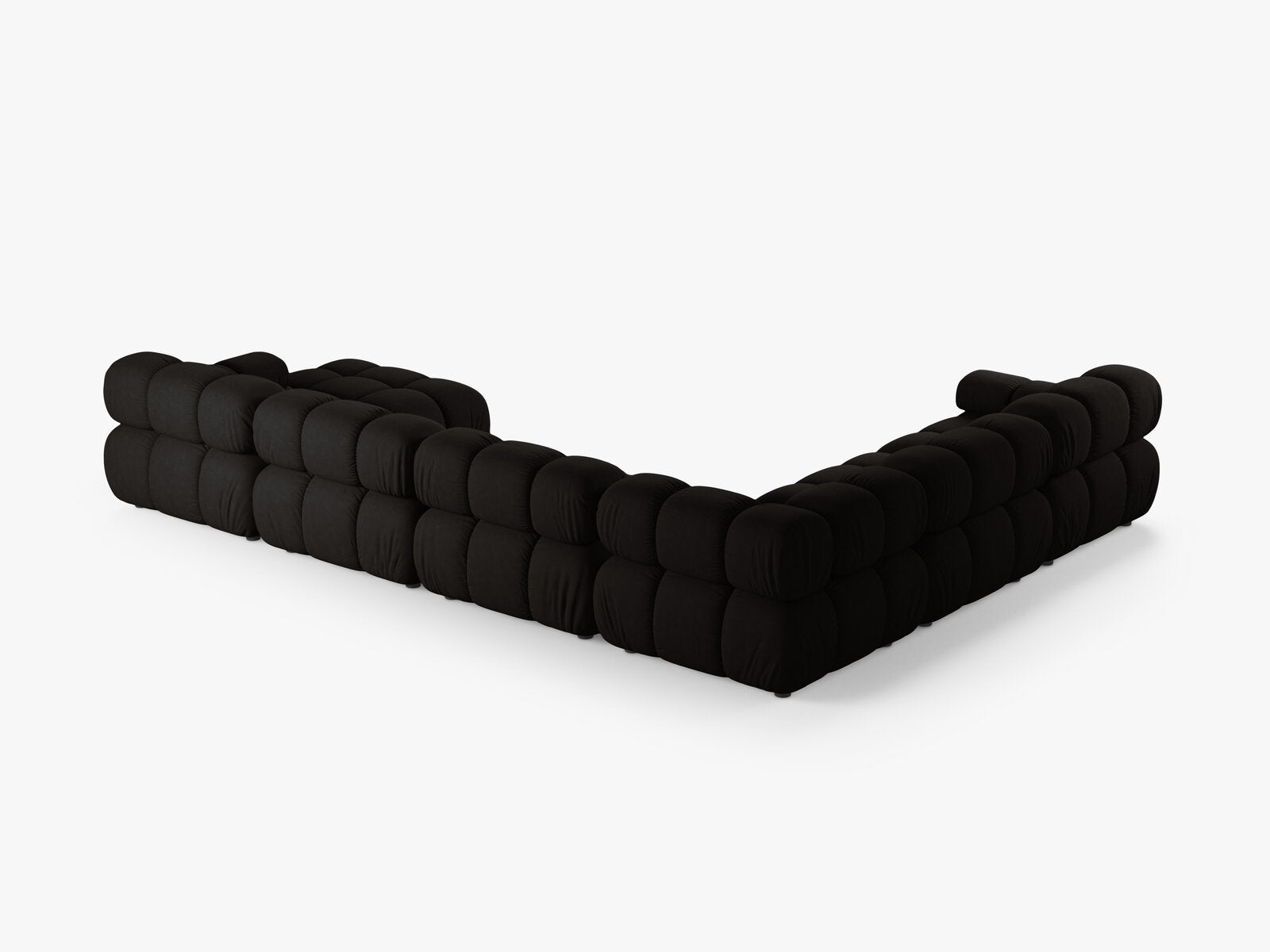 Micadoni Modulares Panorama Ecksofa Bellis 8-Sitzer Links Strukturierter Stoff Liberty Schwarz